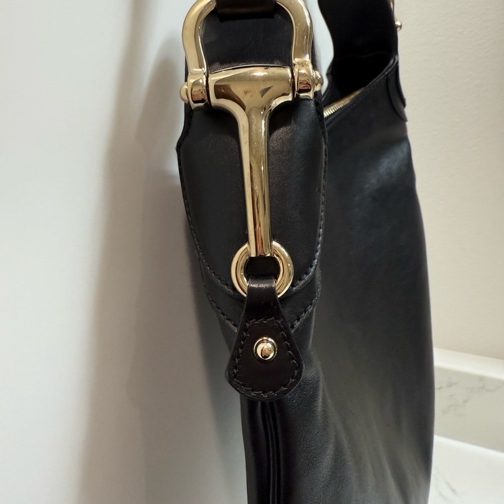 Gucci horsebit Black Leather Creole Shoulder Bag - Picture 2 of 14